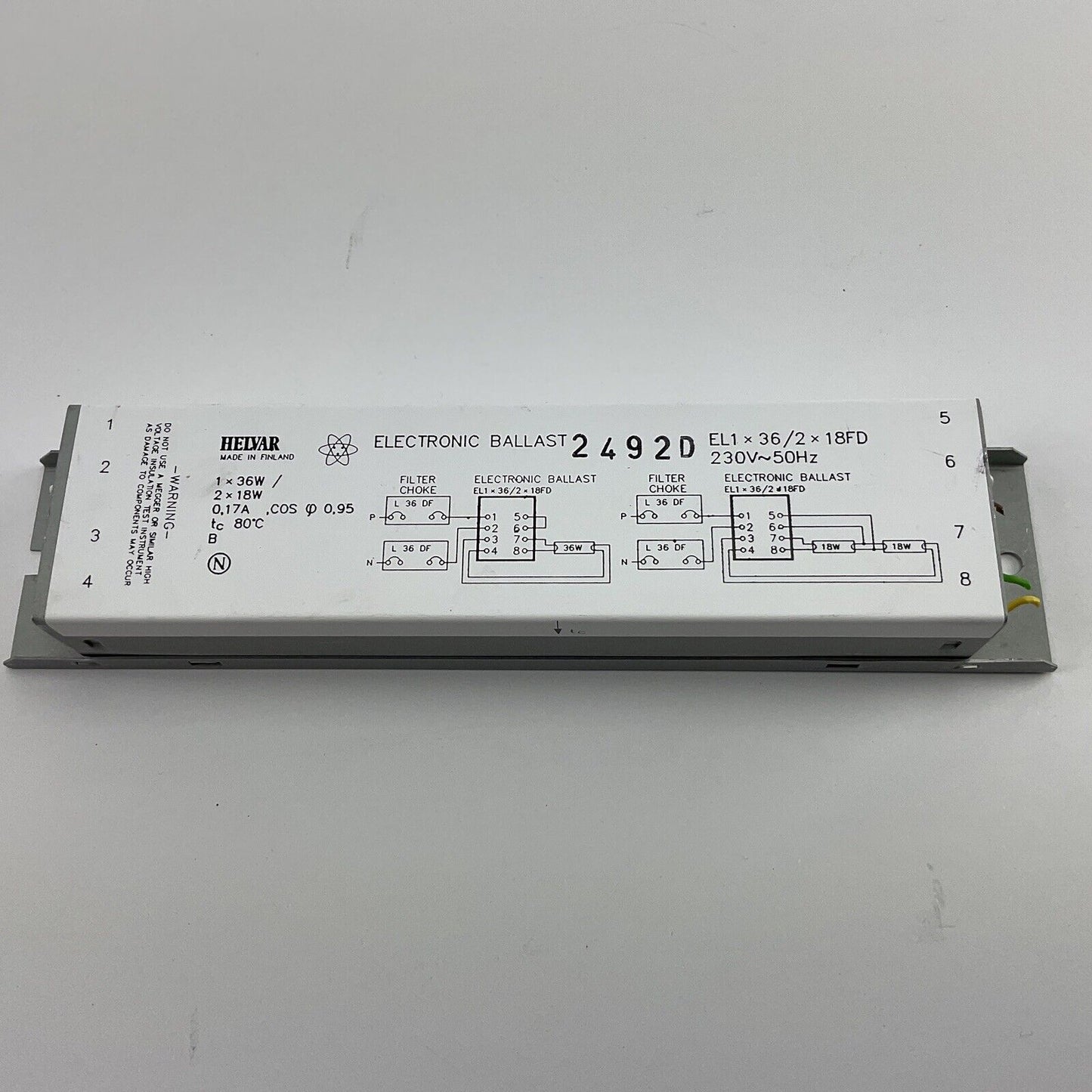 Helvar Electronic Ballast Vorschaltgerät EL1 x 36/2 x 18FD 230 V 0452 K002