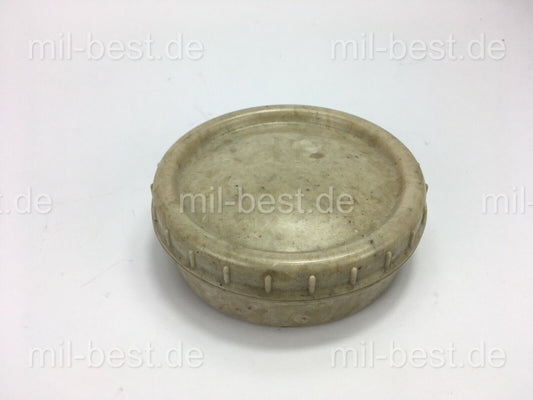 Helle Bekelit Dose, sehr alt, Schraubdose, Butterdose Fettdose ex. Bundeswehr