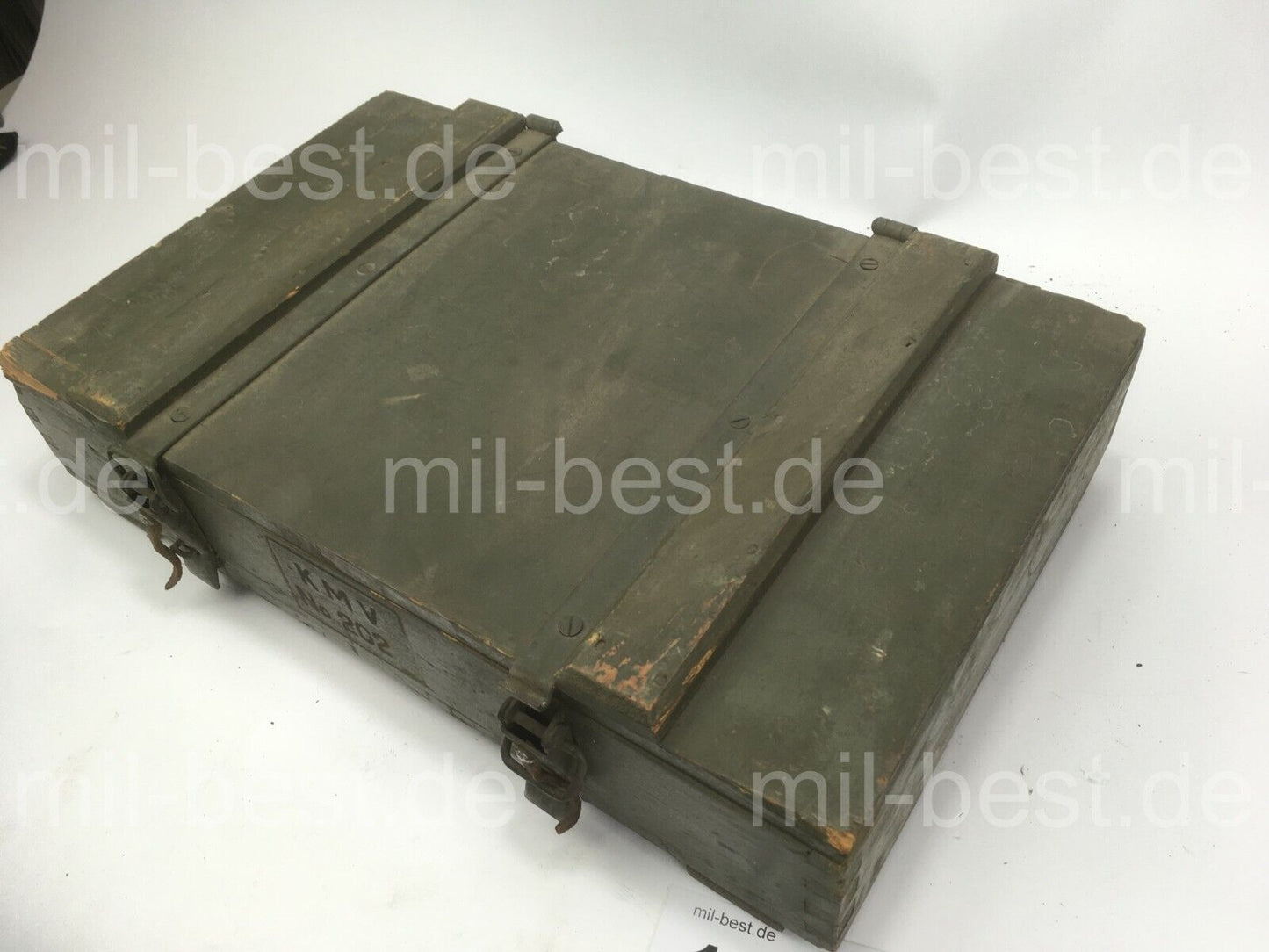 Holzkiste, Kiste 44 x 28 h = 11 cm VINTAGE SEHR ALT ex. Schweizer Armee (137)
