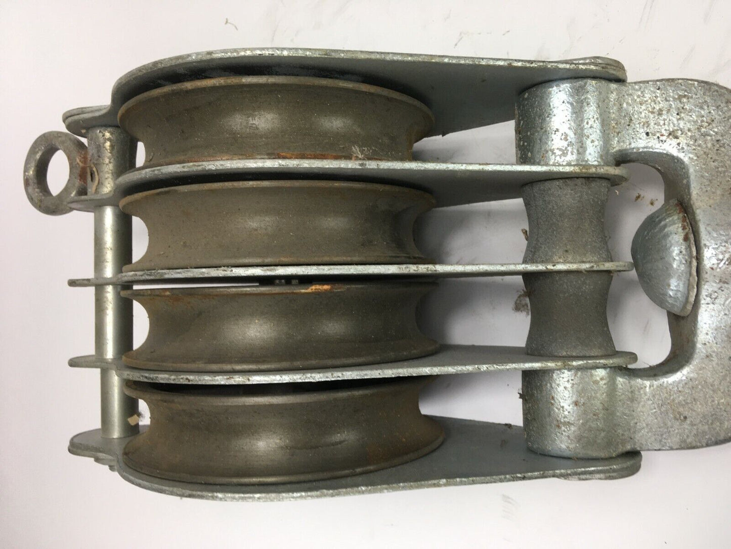 Kranhaken, Lastenhaken 3000 kg mit Umlenkrollen, silber, ex Bundeswehr