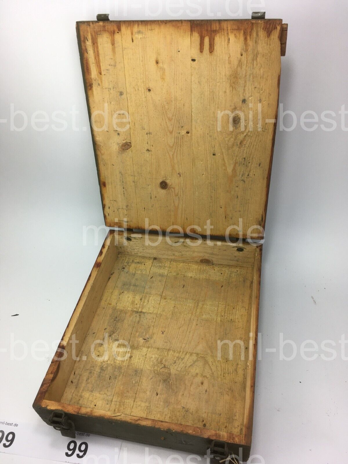 Holzkiste, Kiste 38 x 31 h = 11 cm VINTAGE SEHR ALT ex. Schweizer Armee (99)