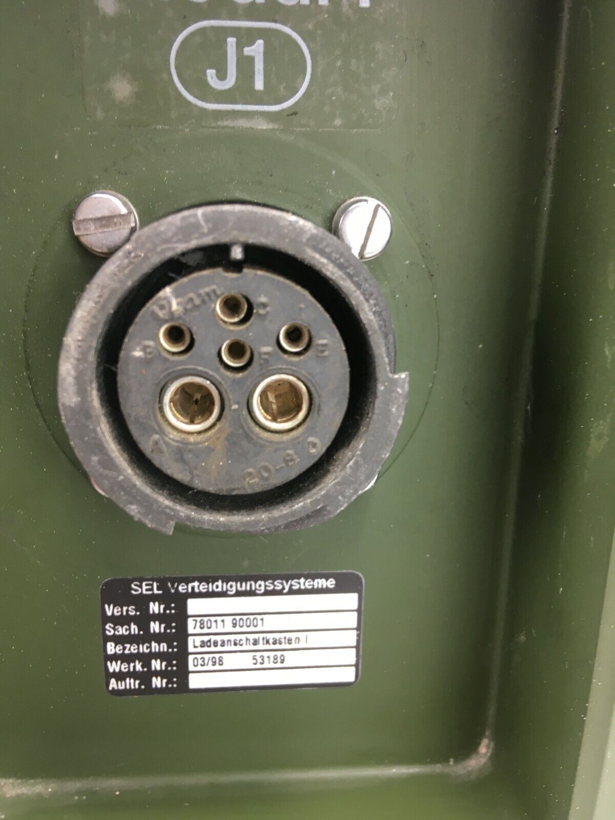 24 V Stromanschluss, Anschaltkasten Kabine J11 (J1) Modul Kabine, ex Bundeswehr