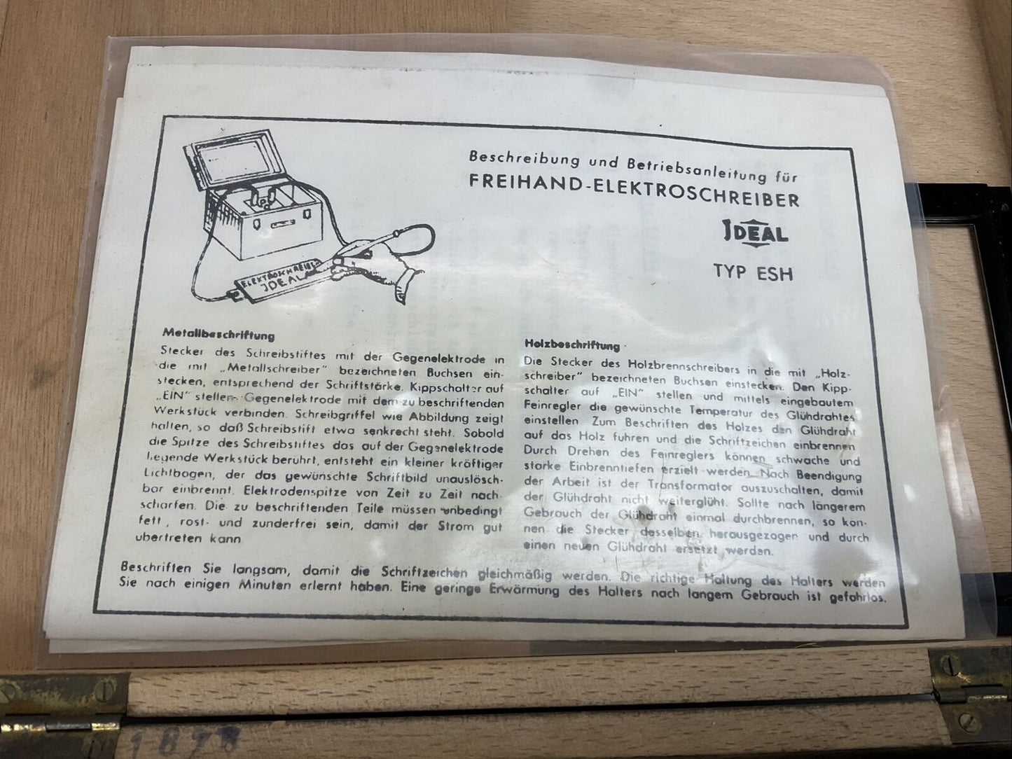IDEAL Typ ESH Freihandschreiber Elektroschreiber Metall + Holz Bundeswehr 0521