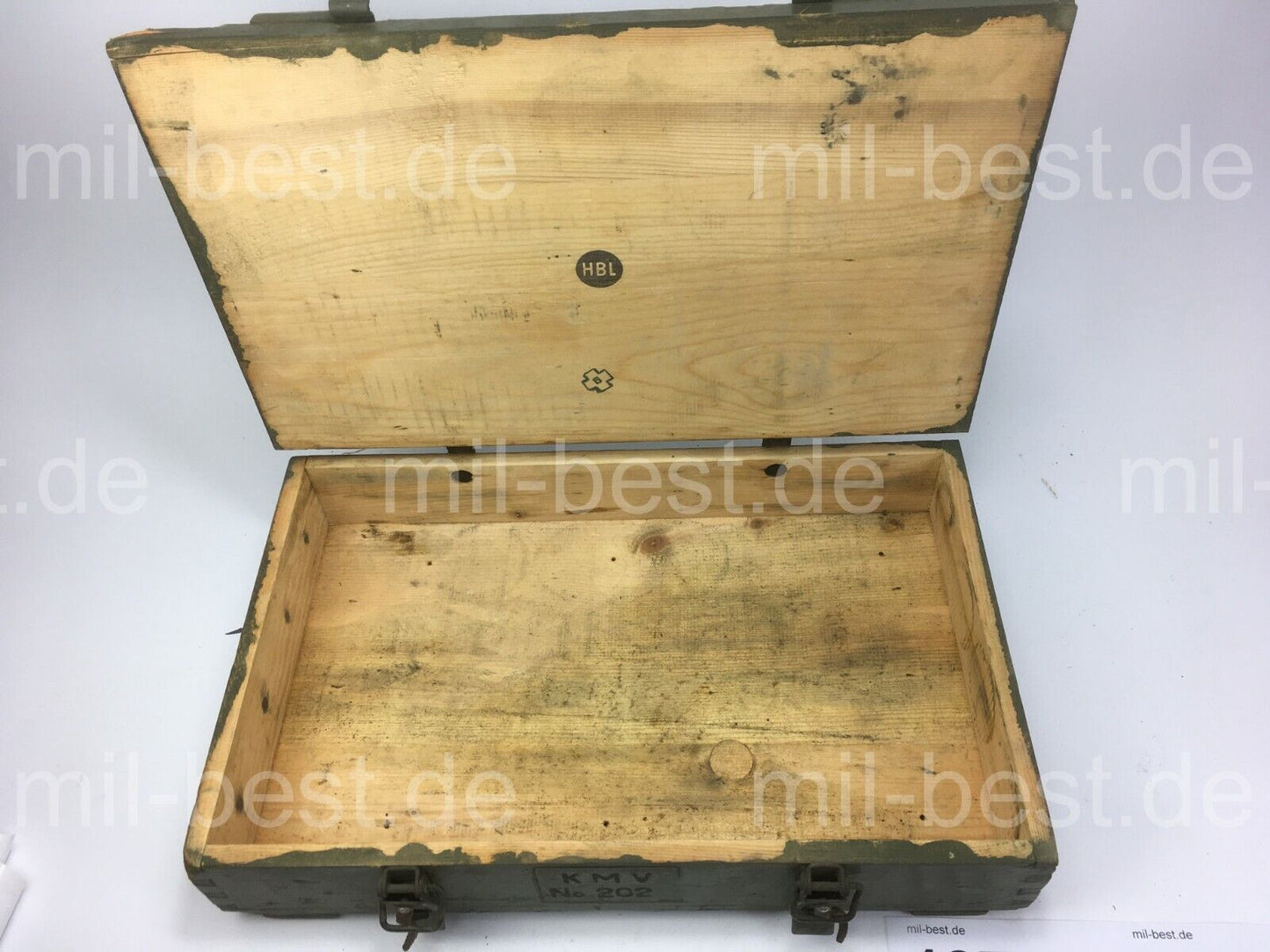 Holzkiste, Kiste 44 x 28 h = 11 cm VINTAGE SEHR ALT ex. Schweizer Armee (137)