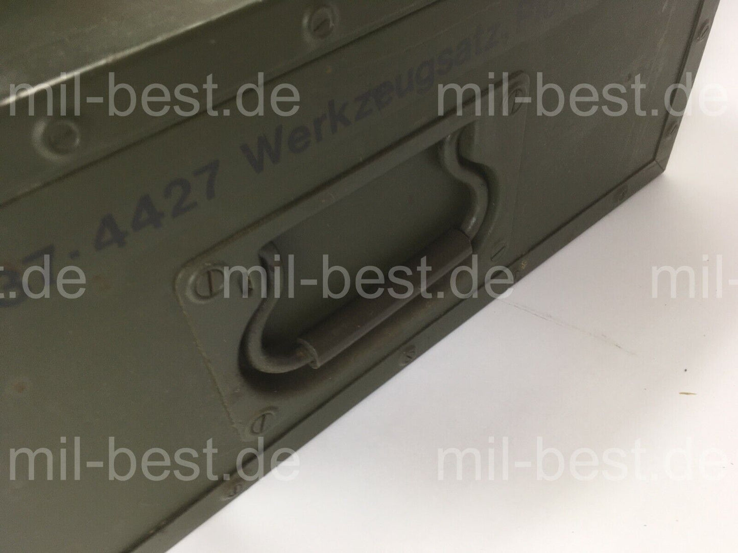 Holzkiste, Kiste 80 x 46 h = 20,5 cm "Pionierwerkzeug" Transportkiste Bundeswehr