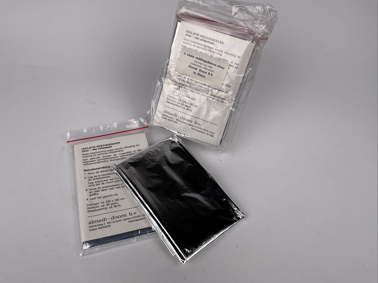 5 Stück! Army Rettungsdecke Notfalldecke silber/silber 220x160 cm  1747