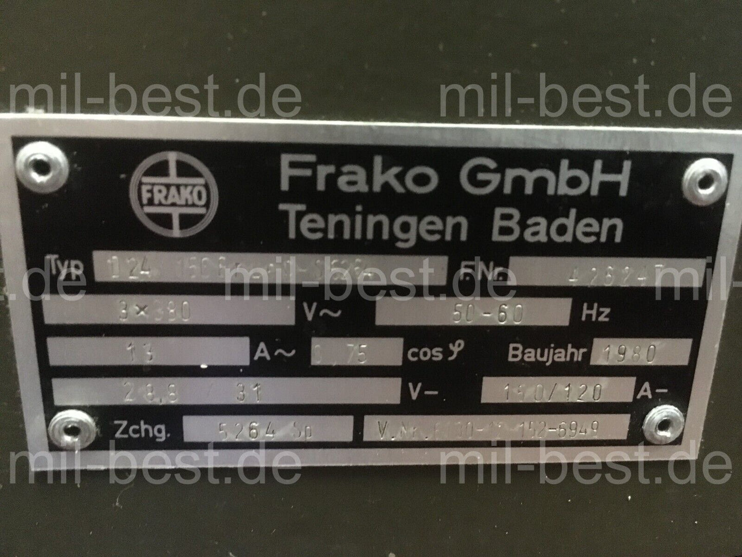 Frako D24/150 24V 150 A Ladegerät + Fühler Batterie laden Stapler ex Bundeswehr
