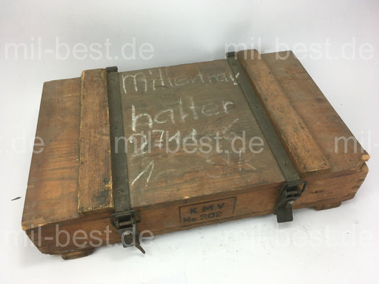 Holzkiste, Kiste 44 x 28 h = 11 cm VINTAGE SEHR ALT ex. Schweizer Armee (146)