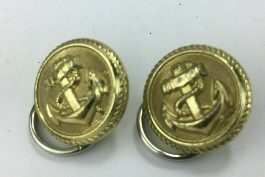 1 Paar Original Bundeswehr Knopf, Marine, gold mit Anker und Knopfring, Uniform