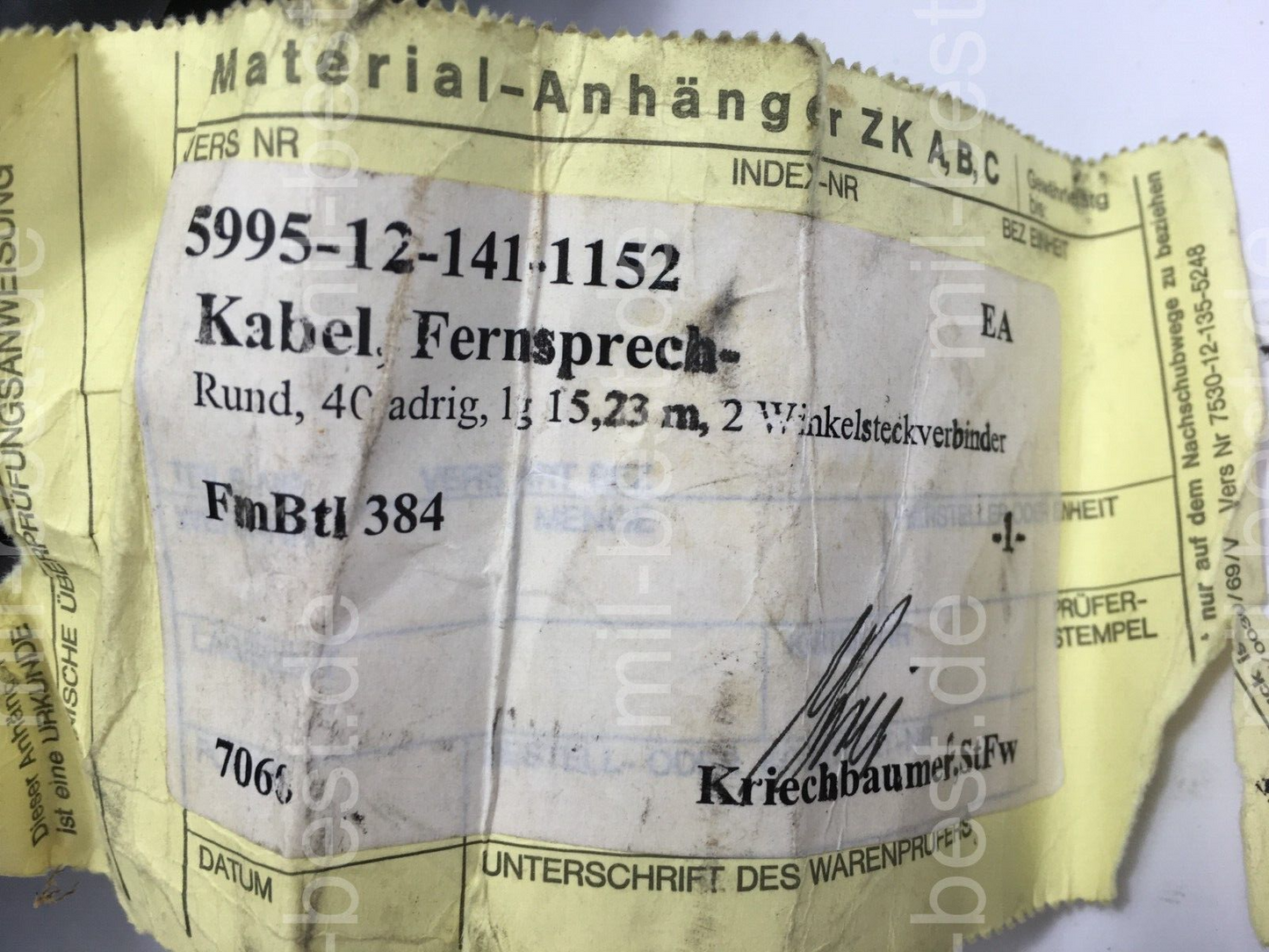 Kabel, Fernsprech, 40 polig, 15,23 m 5995-12-141-1152 Vermittlung Bundeswehr